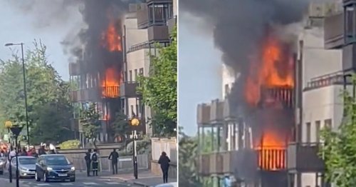 Croydon fire: Horror blaze at block of flats sees 40 firefighters battling the flames