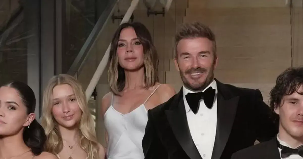 David Beckham's daughter Harper twins with mum Victoria at big 50th bash