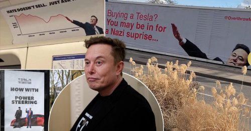 New billboard mocking Elon Musk 'Nazi salute' pops up in guerrilla anti-Tesla ad campaign