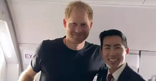Prince Harry leaves surprise gift for flight attendant as he dashes back to US