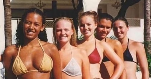 Baby-faced Spice Girls pose in bikinis before fame as tributes flood in for Victoria's 50th