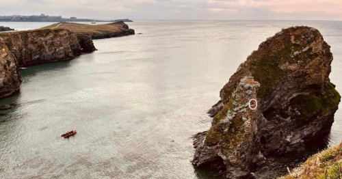 Young man rescued by helicopter after clambering rocky island at Cornwall beach