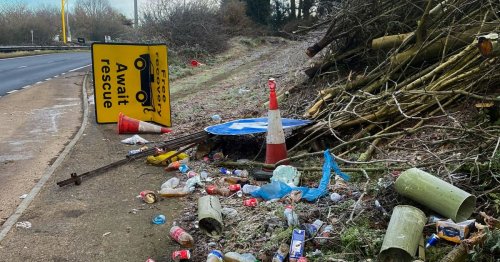 Britain's roadside shame as pictures reveal 'tsunami' of litter thrown by lazy motorists