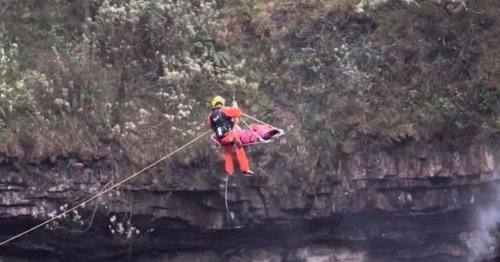 Man breaks both legs and possibly his spine after jumping off waterfall at UK beauty spot