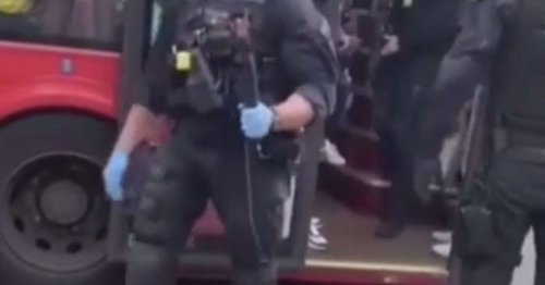 Armed police officer seen coming off bus with huge knife 'taken from teenager'