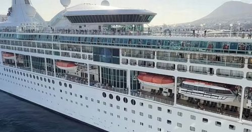 Cruise passengers watch as ship leaves without them as partying passengers wave goodbye