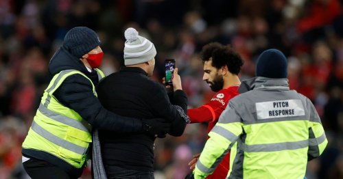 Mo Salah confronted by pitch invader after Liverpool heroics against Southampton