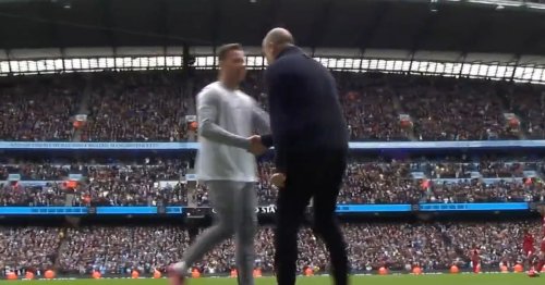 Liverpool sub Arthur Melo spotted shaking Pep Guardiola's hand after Man City goal
