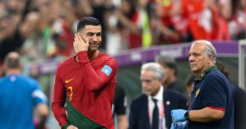 Cristiano Ronaldo can't hide his emotion as fans react to Portugal substitution