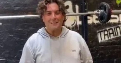 James Argent's trimmed down figure as he poses in the gym after five stone loss