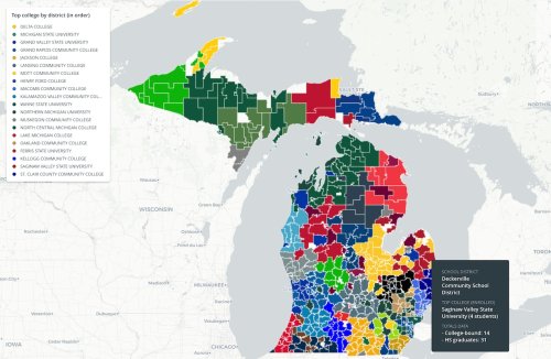 See the most popular college destination for each Michigan public high school