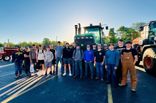 A tractor tradition: High school seniors ride farm equipment to class on last day
