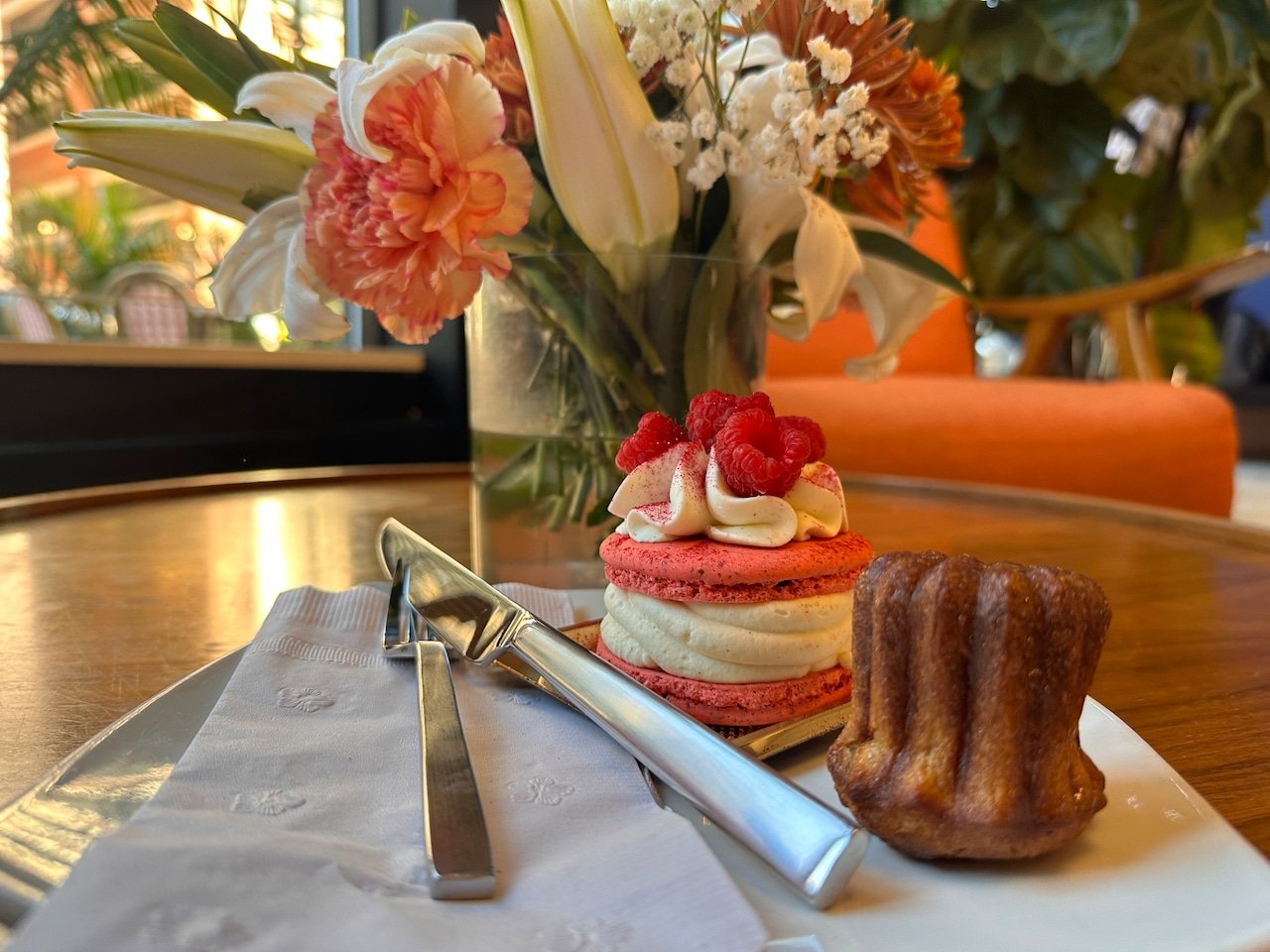 See the decorative chocolate raspberry macaron from Cannelle’s that’s