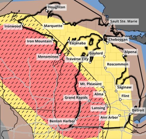 Tornado potential boosted across all of Michigan, very large hail chance added