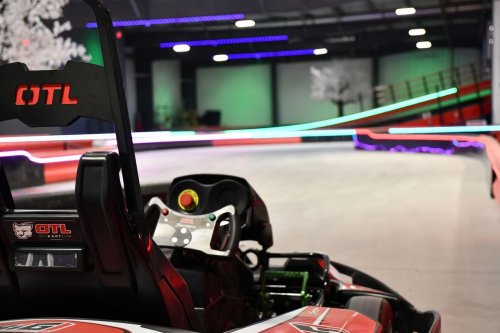 Multi-level Mario Kart-looking Go kart track at new Michigan entertainment center