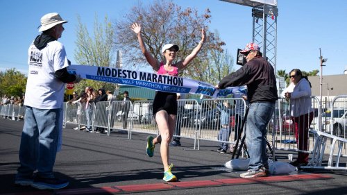 Hometown man and woman win when thousands turn out for Modesto Marathon races