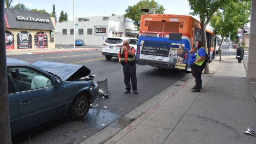 Two injured in collision between car, Modesto city bus on ...