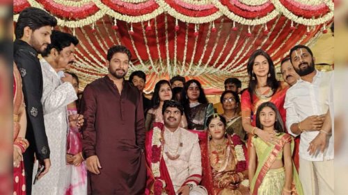 Allu Arjun, wife Sneha Reddy attend cousin’s wedding with their daughter Arha; see pics