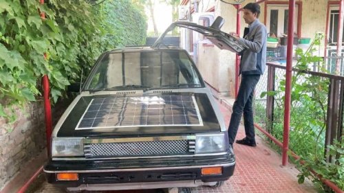Meet the Srinagar engineer who turned his 1988 Nissan Micra into a solar-powered EV