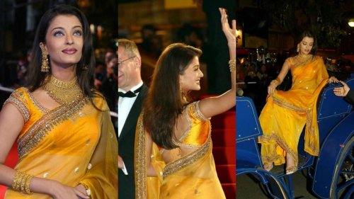 Before gowns, nudity took over Cannes, Aishwarya Rai Bachchan lit up the Red Carpet in a golden saree