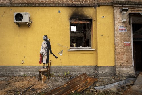 Ukraine: Kriminelle schneiden Banksy-Bild aus Hauswand
