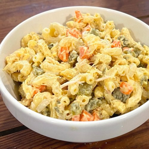Easy CHEESY Macaroni Salad with Tuna Recipe | Montana Happy