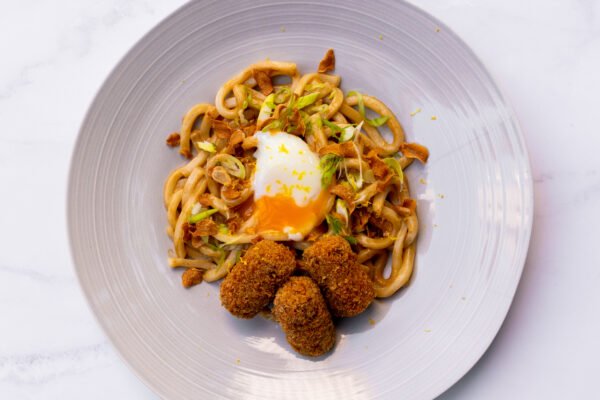 Homemade Udon Noodles With Duck Confit Croquettes From Bread x Butter Cafe