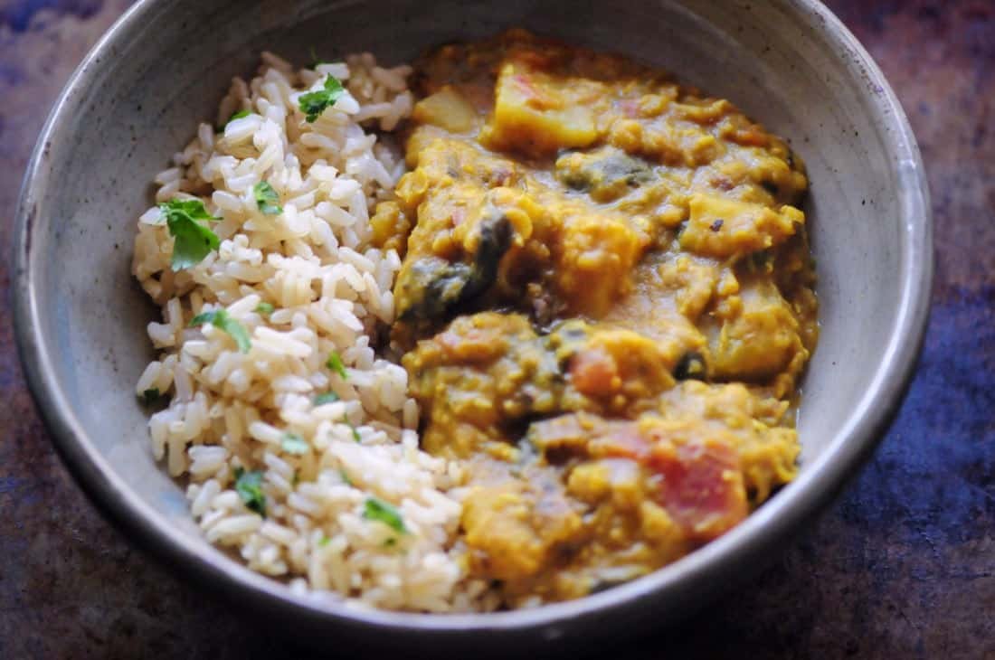 Instant Pot Potato Curry with Red Lentils