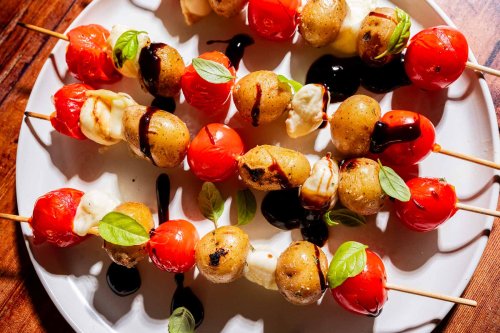 Grilled Ranch Potato Caprese Skewers