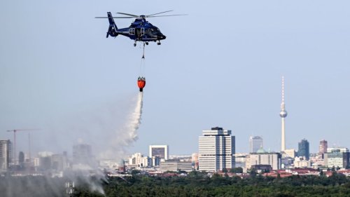 Hubschrauber für Löscharbeiten im Grunewald: Lage dynamisch