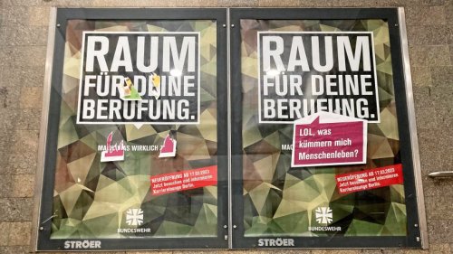 „Brauner Nazi-Haufen“ – Dutzende Bundeswehrplakate überklebt