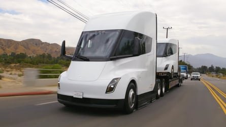Watch Jay Leno Drive Tesla Semi And Tow Another Semi With It