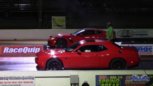 Challenger Hellcat Vs Chevy Corvette Z06 Is Drag Racing At Its Finest