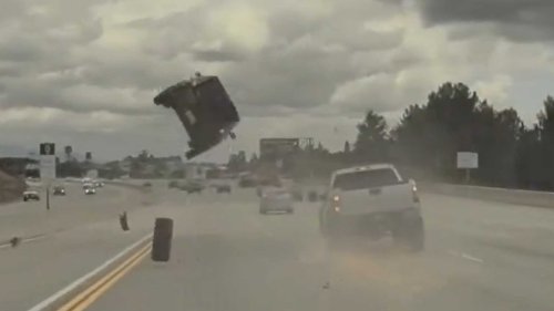 Kia Soul Goes Airborne After Smashing Into Runway Wheel In Wild Crash