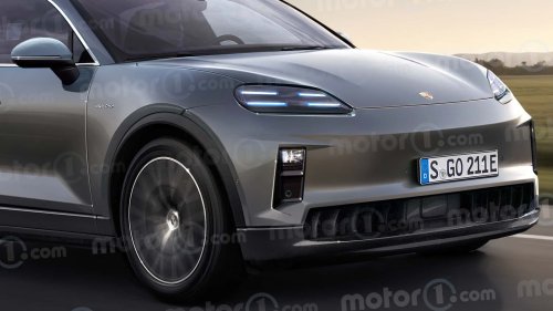 Porsche Cayenne Coupé EV (2025) im Rendering von Motor1.com