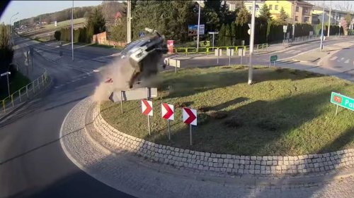 Watch Suzuki Swift Go Airborne After Hitting Roundabout
