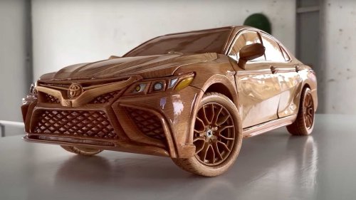 Toyota Camry wood carving is automotive art for the masses