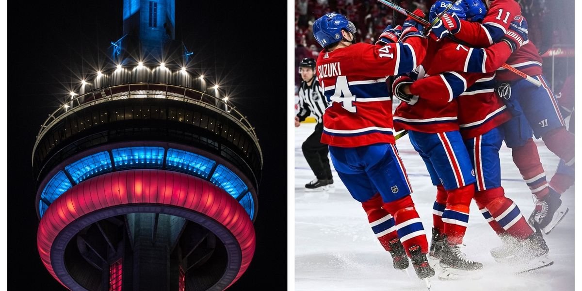 Toronto's CN Tower Lit Up To Celebrate The Habs Leafs Fans Are Pissed