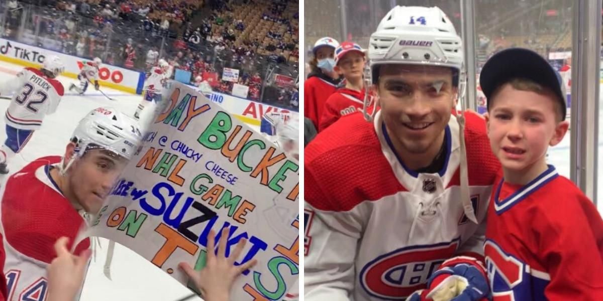 The Montreal Canadiens' Nick Suzuki Accidentally Hit A Kid In The Face With A Puck