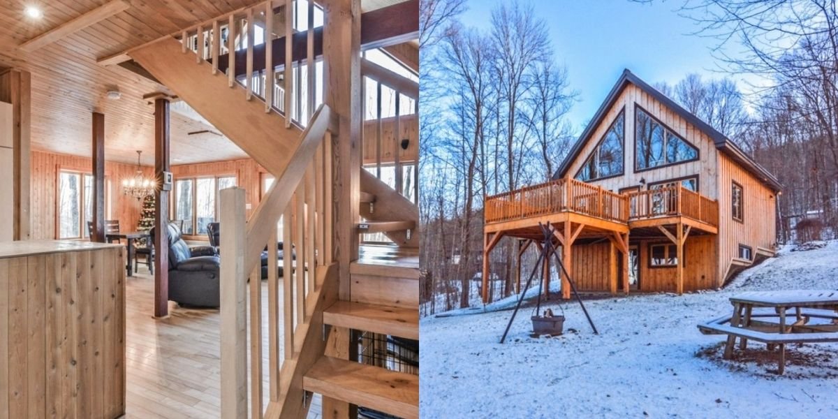 This Quebec Cabin In The Woods For Sale Looks Like A Massive Sauna (PHOTOS)