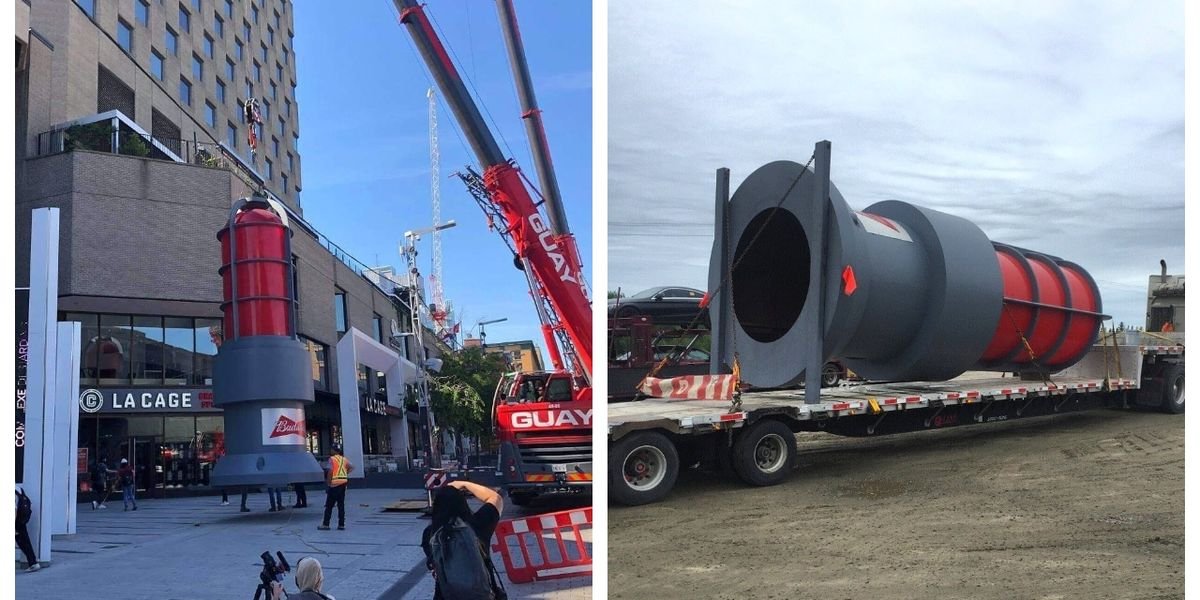 A Giant 20-ft Red Light Was Just Installed In Downtown Montreal & Here's Why