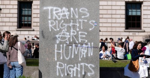 Statues sprayed with graffiti during trans rights rally as Met Police launch investigation
