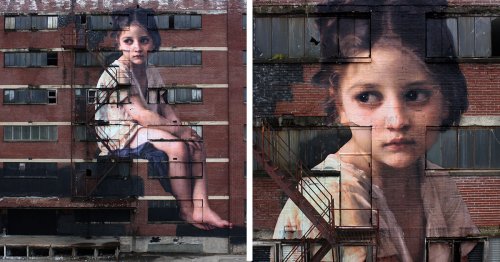Massive Painting of Neoclassical Girl Takes Over a Seven-Story Building