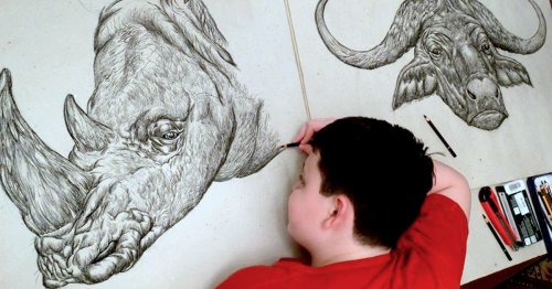 15-Year-Old Artist Creates Incredible Animal Drawings From Memory