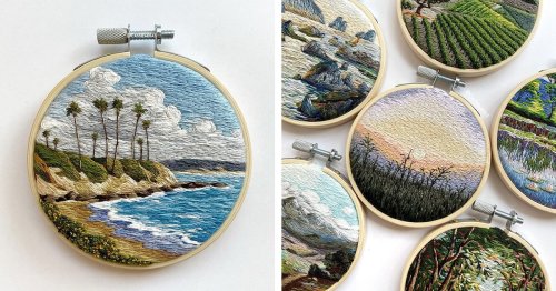 Breathtaking Vistas Come Alive in Vivid Thread-Painted Embroidery Art