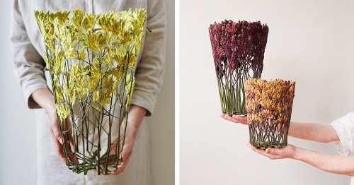 Magical Vase Sculptures Made From Dried and Pressed Flowers