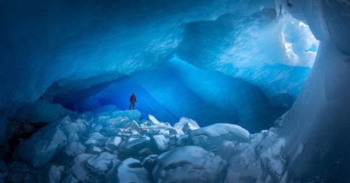 Photographer Treks To Hidden Ice Caves Within the Canadian Rocky Mountains