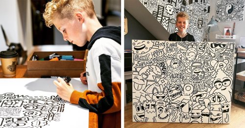 Niño de 12 años que se la pasaba dibujando en clase se vuelve famoso por sus garabatos
