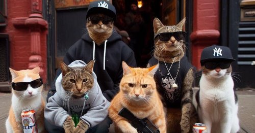 Cats Who Joined Tough Street Gangs Show Off Their Bling in These Funny AI-Generated Images