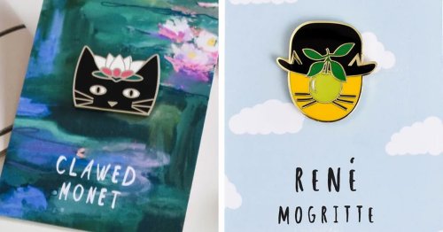 Clever Enamel Pins Reimagine Famous Artists as Quirky Cats